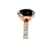 Solitaire Engagement Ring Setting for Fancy Black Round Cut Center with Pave Accents and Prong Head in Rose Gold
