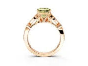 Solitaire Engagement Ring Setting for Fancy Yellow Princess Cut Center with Marquise and Bezel Accents and Prong Head in Rose Gold