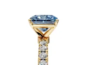 Open Basket Engagement Ring Setting for Fancy Blue Radiant Cut Center with Pave Band and Prong Head in Yellow Gold