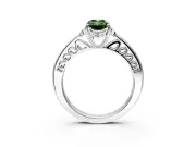 Floral Engagement Ring Setting for Fancy Green Emerald Cut Center with Four Accent Clusters and Prong Head in Platinum