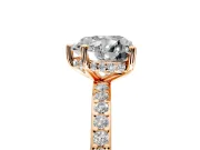 Solitaire Engagement Ring Setting for Heart-Shaped Center with Fine Pave Band and Prong Head in Rose Gold