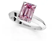Solitaire Engagement Ring Setting for Fancy Pink Emerald Cut Center with Wide Knife Ridge Band and Prong Head in Platinum