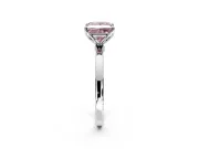 Solitaire Engagement Ring Setting for Fancy Pink Princess Cut Center with Thin Rounded Plain Band and Prong Head in Platinum