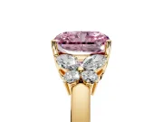 Solitaire Engagement Ring Setting for Fancy Pink Radiant Cut Center with Marquise Flower Shoulders and Prong Head in Yellow Gold