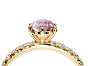 Solitaire Engagement Ring Setting for Fancy Pink Pear-Shaped Center with Shared-Prong Accents and Prong Head in Yellow Gold