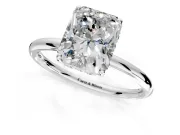 Solitaire Engagement Ring Setting for Radiant Cut Center with Plain Band, Open Basket and Prong Head in Platinum
