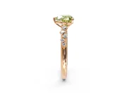 Cluster Engagement Ring Setting for Fancy Yellow Heart-Shaped Center with Round Cut Accent Band and Prong Head in Rose Gold