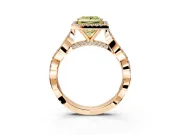 Halo Engagement Ring Setting for Fancy Yellow Princess Cut Center with Twist Band and Prong Head in Rose Gold