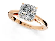 Solitaire Engagement Ring Setting for Cushion Cut Center with Open Cathedral Shoulders and Prong Head in Rose Gold