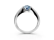 Tension Engagement Ring Setting for Fancy Blue Pear-Shaped Center with Wide Tapered Band and Tension Head in Platinum