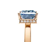 Hidden Halo Engagement Ring Setting for Fancy Blue Princess Cut Center with Wide Flat Plain Band and Prong Head in Rose Gold
