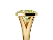 Solitaire Engagement Ring Setting for Fancy Yellow Radiant Cut Center with V Split Shank and Bezel Head in Yellow Gold