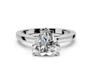 Solitaire Engagement Ring Setting for Heart-Shaped Center with Basket Rail and Prong Head in Platinum