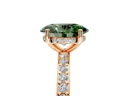 Solitaire Engagement Ring Setting for Fancy Green Oval Center with Fine Pave Band and Prong Head in Rose Gold