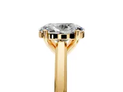 Solitaire Engagement Ring Setting for Oval Center with Flat-Sided Plain Band and Prong Head in Yellow Gold