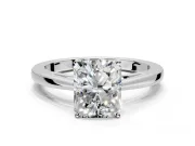 Solitaire Engagement Ring Setting for Radiant Cut Center with Open Cathedral Shoulders and Prong Head in Sterling Silver