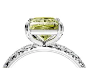 Solitaire Engagement Ring Setting for Fancy Yellow Princess Cut Center with Shared-Prong Accents and Prong Head in Platinum
