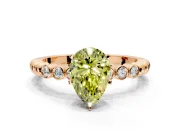 Solitaire Engagement Ring Setting for Fancy Yellow Pear-Shaped Center with Bezel-Dot Beaded Band and Prong Head in Rose Gold
