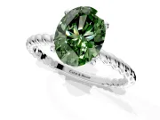 Solitaire Engagement Ring Setting for Fancy Green Oval Center with Plain Twisted Rope Band and Prong Head in Platinum