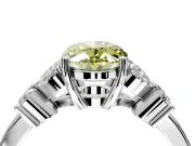 Floral Engagement Ring Setting for Fancy Yellow Oval Center with Marquise Cluster Shoulders and Prong Head in Platinum