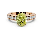 Solitaire Engagement Ring Setting for Fancy Yellow Oval Center with Channel-Set Accents and Prong Head in Rose Gold