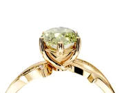 Solitaire Engagement Ring Setting for Fancy Yellow Marquise Center with Pave and Plain Crossover Band and Prong Head in Yellow Gold