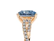 Solitaire Engagement Ring Setting for Fancy Blue Radiant Cut Center with Twisted Pave Split Shank and Prong Head in Rose Gold