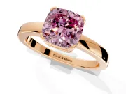 Solitaire Engagement Ring Setting for Fancy Pink Cushion Cut Center with Plain Band and Flat Tab Prong Head in Rose Gold