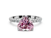 Solitaire Engagement Ring Setting for Fancy Pink Heart-Shaped Center with Micro Pave Band and Prong Head in Platinum