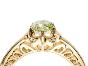 Floral Engagement Ring Setting for Fancy Yellow Marquise Center with Four Accent Clusters and Prong Head in Yellow Gold