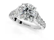 Solitaire Engagement Ring Setting for Round Cut Center with Pave Cathedral Shoulders and Prong Head in White Gold