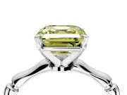 Solitaire Engagement Ring Setting for Fancy Yellow Asscher Cut Center with Bamboo Band and Prong Head in Platinum