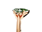 Solitaire Engagement Ring Setting for Fancy Green Pear-Shaped Center with Knife Ridge Band and Claw Prong Head in Rose Gold