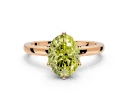 Solitaire Engagement Ring Setting for Fancy Yellow Oval Center with Plain Band and Tulip Prong Head in Rose Gold