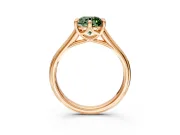 Solitaire Engagement Ring Setting for Fancy Green Round Cut Center with Cathedral Band and Prong Head in Rose Gold