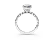Solitaire Engagement Ring Setting for Princess Cut Center with Alternating Size Accents and Prong Head in White Gold