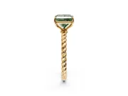 Solitaire Engagement Ring Setting for Fancy Green Princess Cut Center with Plain Twisted Rope Band and Prong Head in Yellow Gold