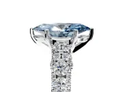 Solitaire Engagement Ring Setting for Fancy Blue Marquise Center with Pave Cathedral Shoulders and Prong Head in Platinum