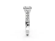Solitaire Engagement Ring Setting for Asscher Cut Center with Round Cut Channel Band and Prong Head in Platinum