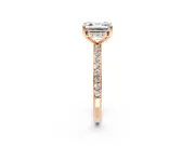 Solitaire Engagement Ring Setting for Asscher Cut Center with Fine Pave Band and Prong Head in Rose Gold