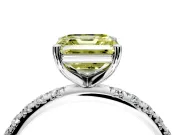 Solitaire Engagement Ring Setting for Fancy Yellow Asscher Cut Center with Micro Pave Band and Prong Head in Platinum