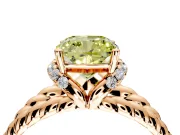 Halo Engagement Ring Setting for Fancy Yellow Cushion Cut Center with Rope Twist Split Shank and Prong Head in Rose Gold