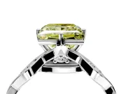 Solitaire Engagement Ring Setting for Fancy Yellow Princess Cut Center with Accented Twist Band and Leaf Prong Head in Platinum