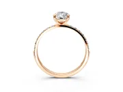 Solitaire Engagement Ring Setting for Pear-Shaped Center with Pave Accents and Prong Head in Rose Gold