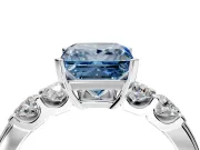 5 Stone Engagement Ring Setting for Fancy Blue Princess Cut Center with Plain Band and Prong Head in Sterling Silver