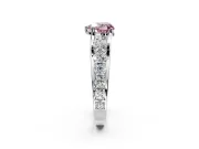 Solitaire Engagement Ring Setting for Fancy Pink Heart-Shaped Center with Graduated Shared Prongs and Prong Head in Sterling Silver