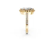 Halo Engagement Ring Setting for Marquise Center with Inner Milgrain Border and Prong Head in Yellow Gold