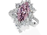 Floral Halo Engagement Ring Setting for Fancy Pink Marquise Center with Pave Accents and Prong Head in Sterling Silver