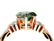 Solitaire Engagement Ring Setting for Fancy Green Heart-Shaped Center with Grooved Bar Accent Band and Prong Head in Rose Gold
