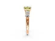 5 Stone Engagement Ring Setting for Fancy Yellow Princess Cut Center with Graduated Accents and Prong Head in Rose Gold